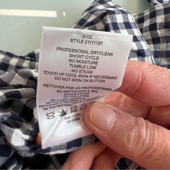 Preppy Gingham Shirt Dress | Navy Check Button-Front Tunic Tory Burch SZ 4 - Picture 5 of 10
